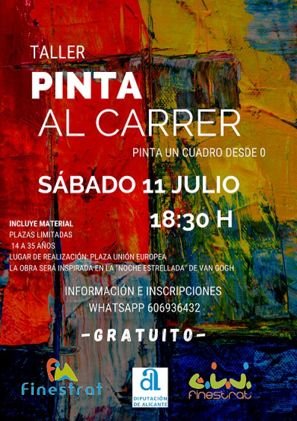 La Concejal&iacute;a de Juventud de Finestrat organiza una propuesta l&uacute;dica y art&iacute;stica en 3 ediciones titulada "Pinta al Carrer".