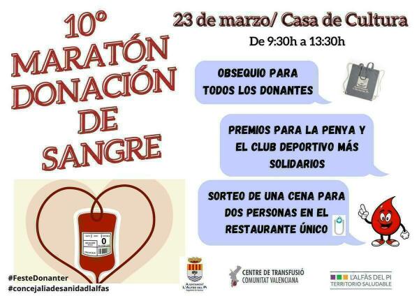 L’Alfàs celebra este sábado su décimo Maratón Solidario de Donación de Sangre