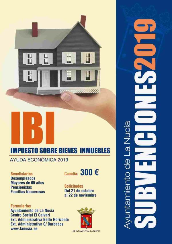 La Nucía · El plazo de la subvención del IBI finaliza el 22 de noviembre