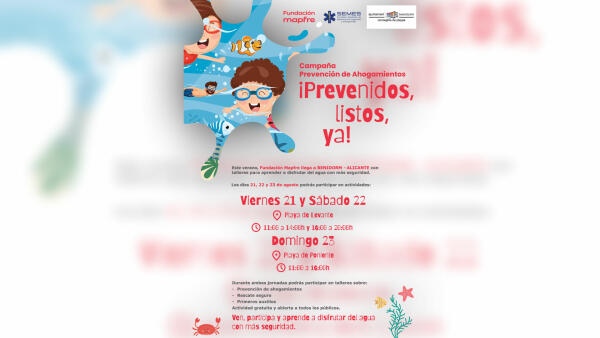 La campa&ntilde;a &lsquo;&iexcl;Prevenidos, listos, ya!&rsquo; para prevenir ahogamientos llega a las playas de Benidorm del 21 al 23 de este mes