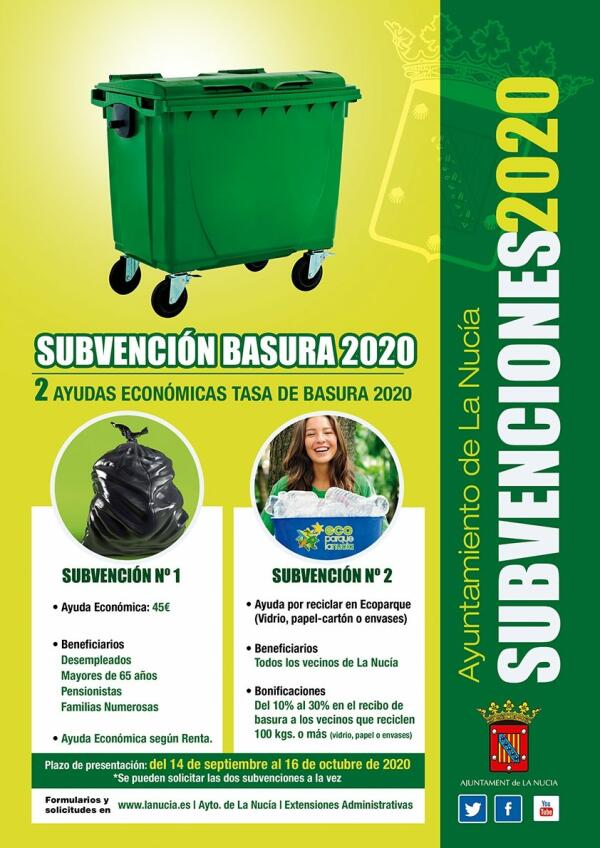 Últimos días para solicitar la Subvención de la Basura y Reciclaje