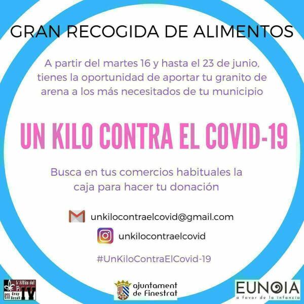 La Campa&ntilde;a solidaria "Un kilo contra el Covit-19" llega a Finestrat.