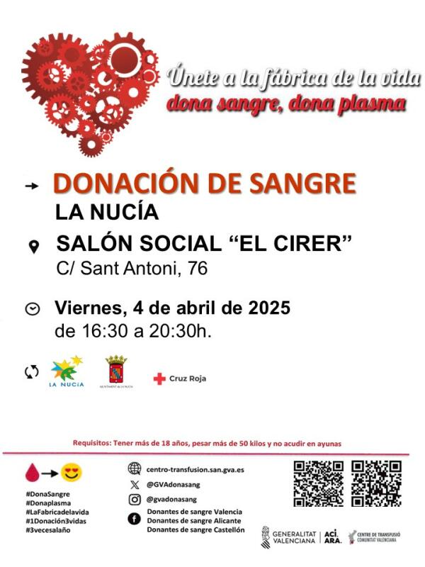 La Nucía acoge una nueva donación de sangre el próximo viernes 4 de abril 