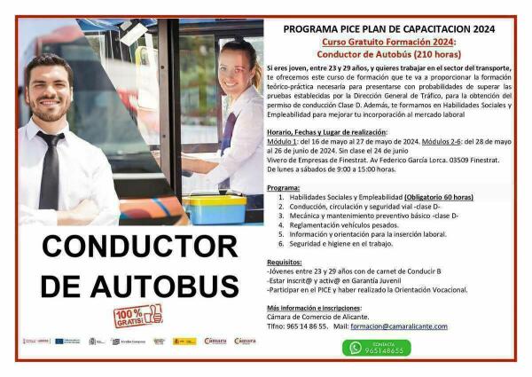 FINESTRAT ACOGE UN CURSO GRATUITO DE FORMACIÓN PARA ABRIR NUEVAS SALIDAS LABORALES A LA JUVENTUD COMO CONDUCTOR/A DE AUTOBUSES