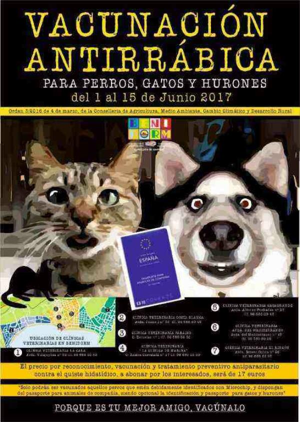 Sanidad pone en marcha la campa&ntilde;a de vacunaci&oacute;n antirr&aacute;bica en colaboraci&oacute;n con las cl&iacute;nicas veterinarias de Benidorm 
