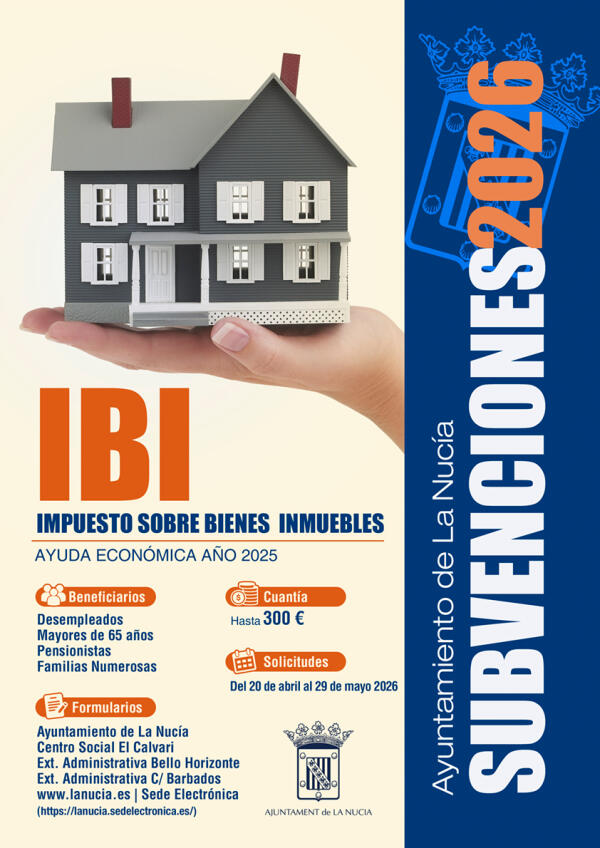 126 solicitudes presentadas ya para la subvenci&oacute;n del IBI 2025