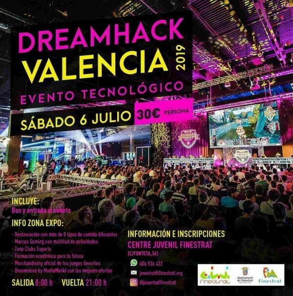 La concejalía de Juventud de Finestrat organiza una visita al festival “Dreamhack Valencia” para el sábado 6 de julio 