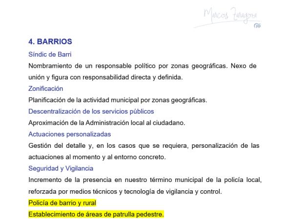 El PP de La Vila prometi&oacute; en 2023 las patrullas policiales de a pie que ha rechazado votando contra la moci&oacute;n de VOX