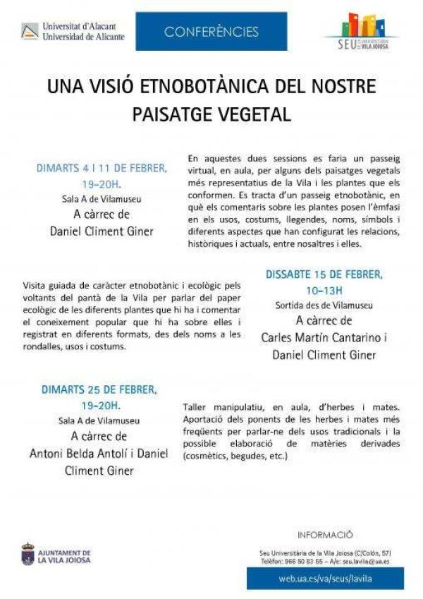 La Sede Universitaria de la Vila comienza esta semana el ciclo de conferencias "Una visión etnobotánica de nuestro paisaje vegetal"