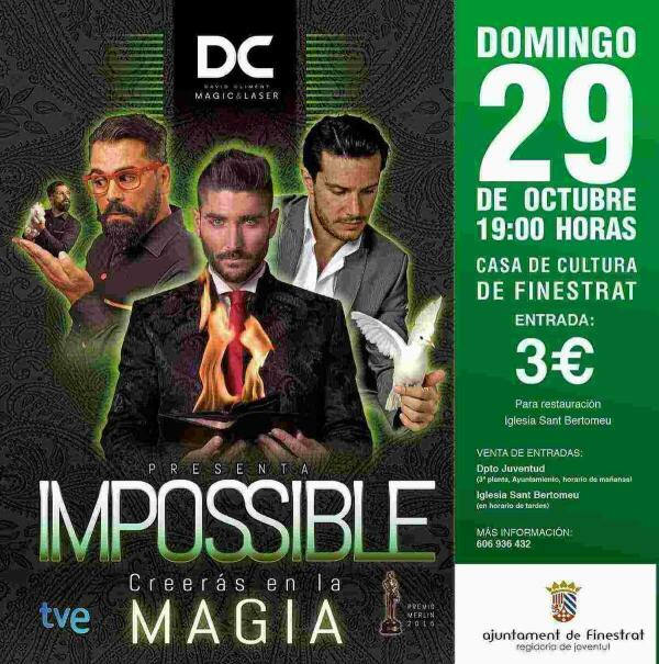 El espect&aacute;culo de magia &ldquo;Impossible&rdquo; llega este domingo a la casa de cultura de finestrat