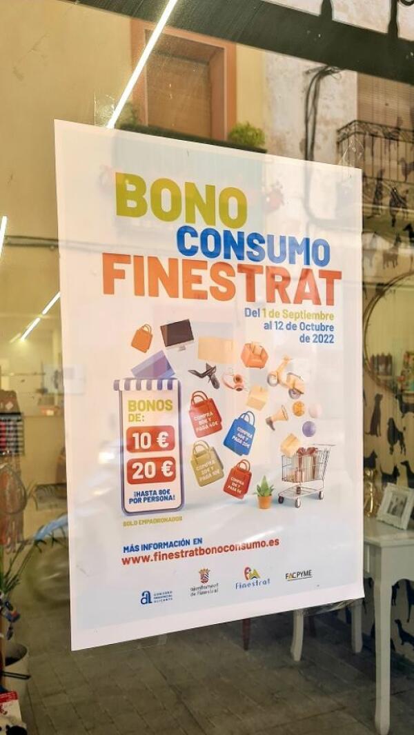  LLEGA LA VENTA PRESENCIAL DEL BONO CONSUMO FINESTRAT ESTE VIERNES 9 Y EL MIÉRCOLES 14 