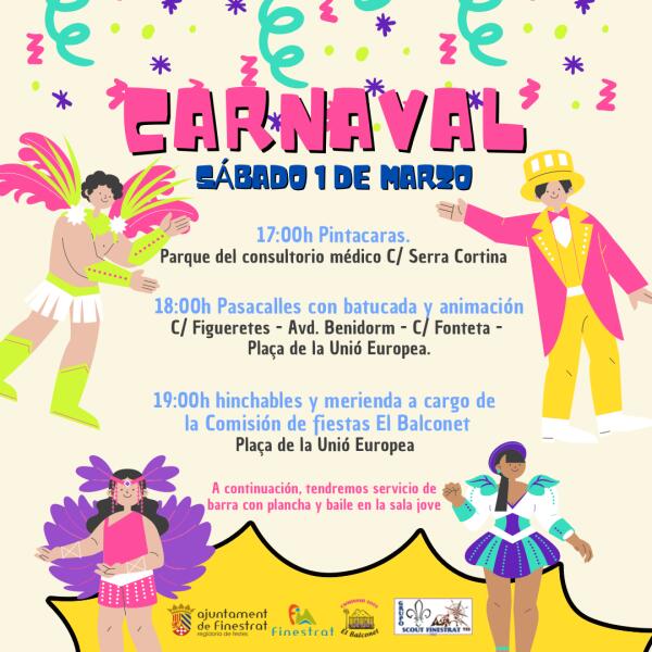 TODO PREPARADO PARA LA FIESTA DE CARNAVAL QUE CELEBRA FINESTRAT EL SÁBADO 1 DE MARZO