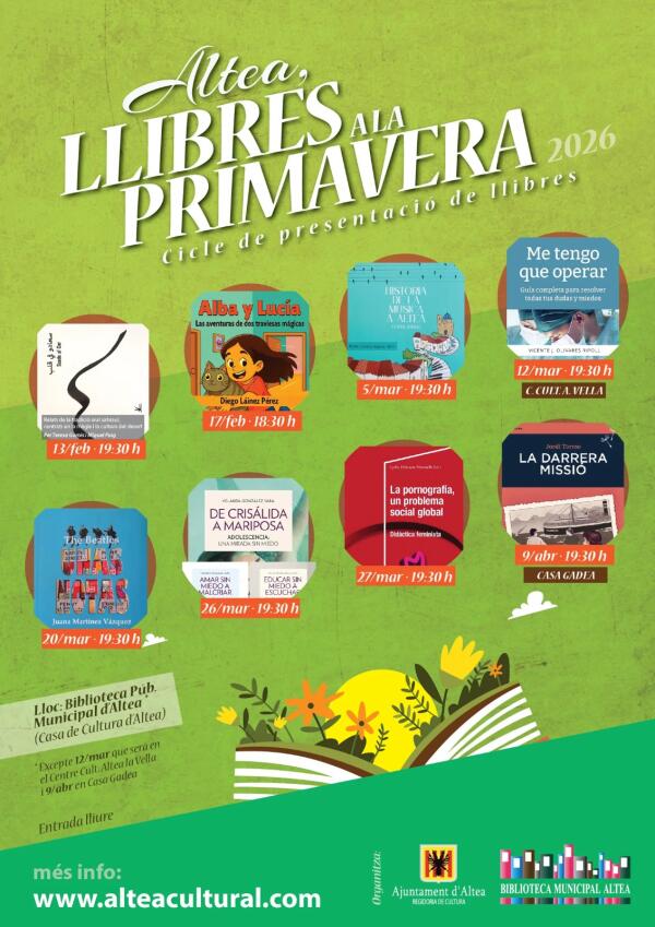 Cultura presenta el ciclo &ldquo;Altea, Llibres a la Primavera 2026&rdquo;