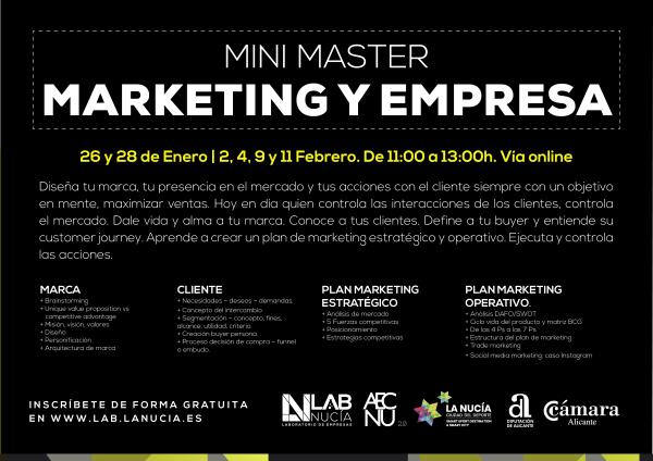 Mañana empieza el “Mini Master Marketing y Empresa” gratuito del  Lab_Nucia 