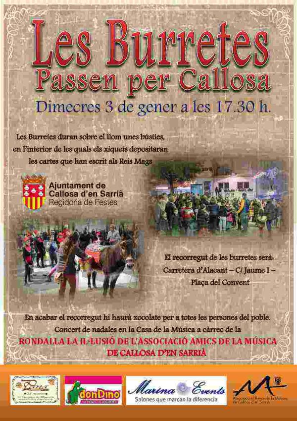 Los pajes reales recoger&aacute;n las cartas de los ni&ntilde;os de Callosa d&rsquo;en Sarri&agrave; con la ayuda de sus burritas el pr&oacute;ximo 3 de enero