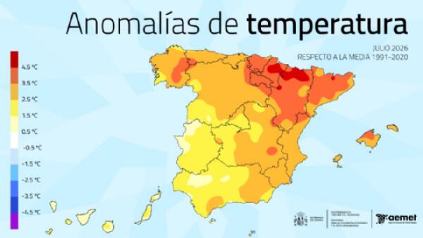 La anomal&iacute;a t&eacute;rmica de julio consolida el r&eacute;cord hist&oacute;rico de temperaturas en Espa&ntilde;a