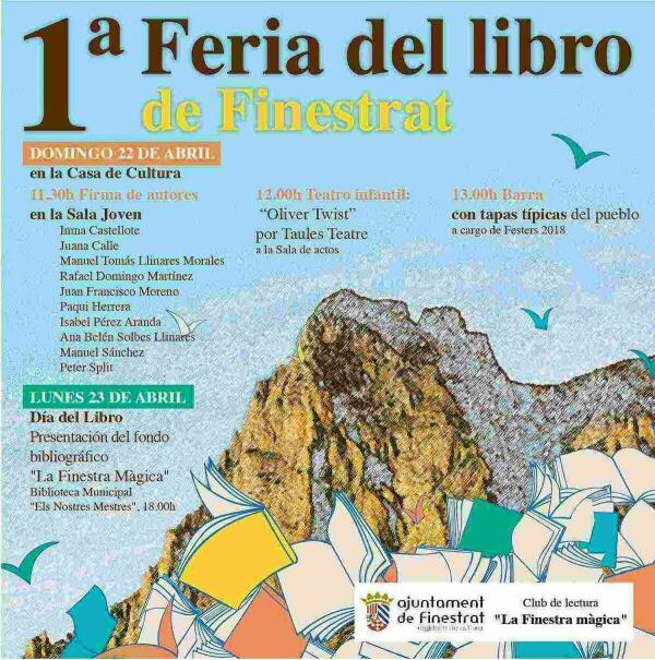 Este domingo 22 de abril se celebra la &ldquo;I Feria del Libro de Finestrat&rdquo;