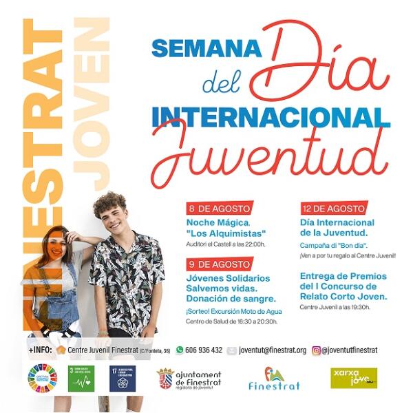 FINESTRAT CELEBRA EL DÍA INTERNACIONAL DE LA JUVENTUD CON UNA SEMANA DE ACTOS QUE INCLUYE MAGIA, DONACIÓN DE SANGRE,  ACCIONES DE FOMENTO DEL VALENCIÀ Y ENTREGA DE PREMIOS A LOS GANADORES DEL CONCURSO “RELATO CORTO JOVE” 