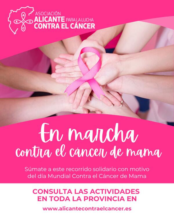 La Asociación Alicante Contra el Cáncer organiza marchas solidarias en la provincia con motivo del Día Mundial contra el Cáncer de Mama
