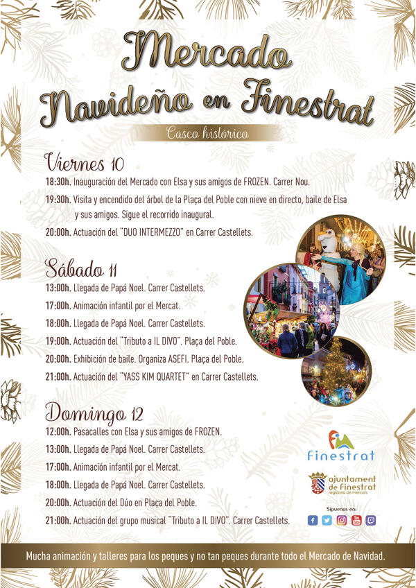 CUENTA ATRÁS PARA EL MERCADO DE NAVIDAD DE FINESTRAT QUE SE CELEBRA DEL 10 AL 12 DE DICIEMBRE EN EL CASCO HISTÓRICO TRADICIONAL CON MÁS DE 20 PUESTOS DE ARTESANÍA, GASTRONOMÍA, DECORACIÓN NAVIDEÑA Y ANIMACIÓN INFANTIL