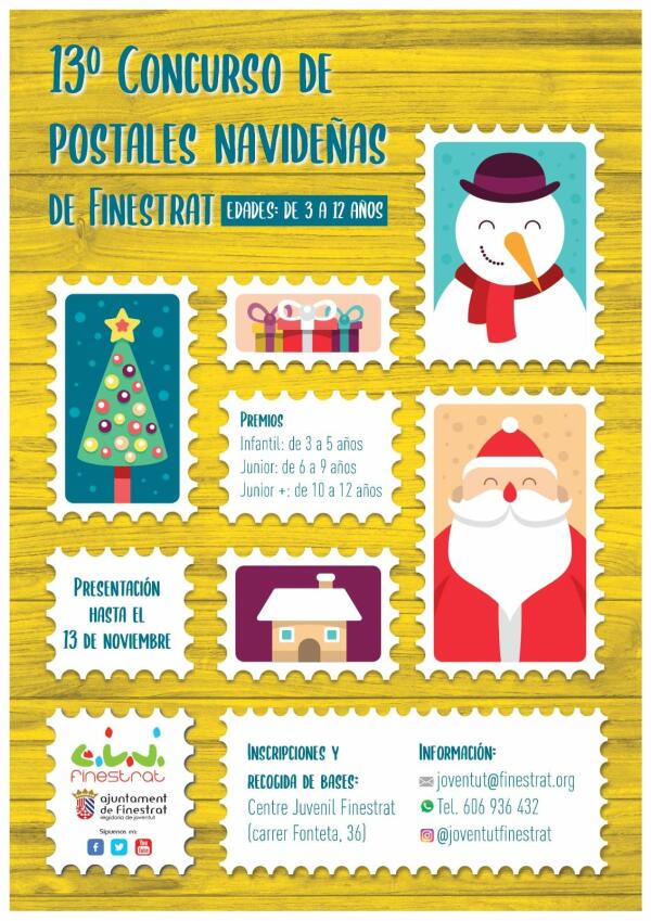 LA CONCEJALÍA DE JUVENTUD DE FINESTRAT LANZA LA XIII EDICIÓN DEL CONCURSO DE POSTALES NAVIDEÑAS