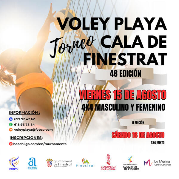 CUENTA ATRÁS PARA EL 48º TORNEO DE VOLEY PLAYA 4 X 4 MÁS ANTIGUO DE ESPAÑA QUE SE CELEBRA CADA 15 DE AGOSTO EN LA CALA DE FINESTRAT: EL “BEACH VOLLEY TOUR”