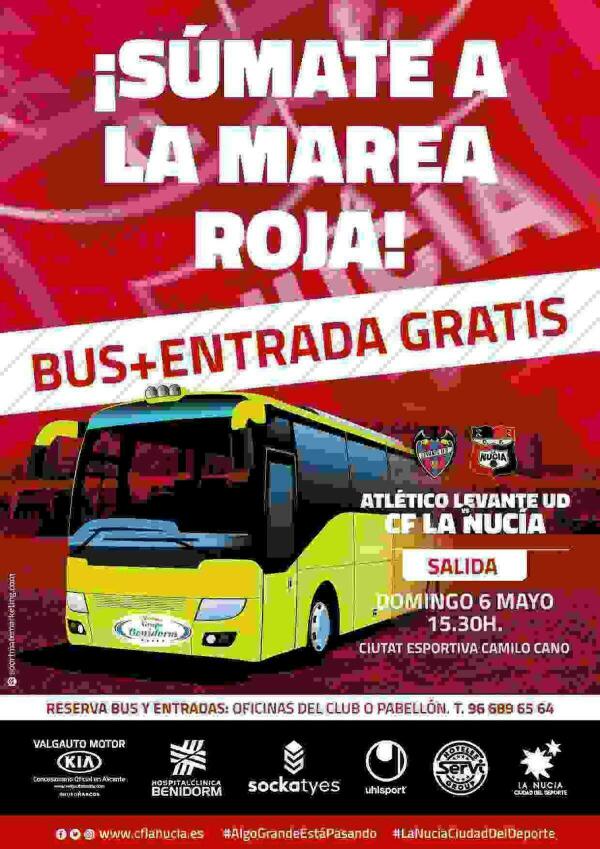 La Nuc&iacute;a &middot; Autob&uacute;s futbolero gratuito para movilizar a la &ldquo;marea roja&rdquo; ante el At. Levante