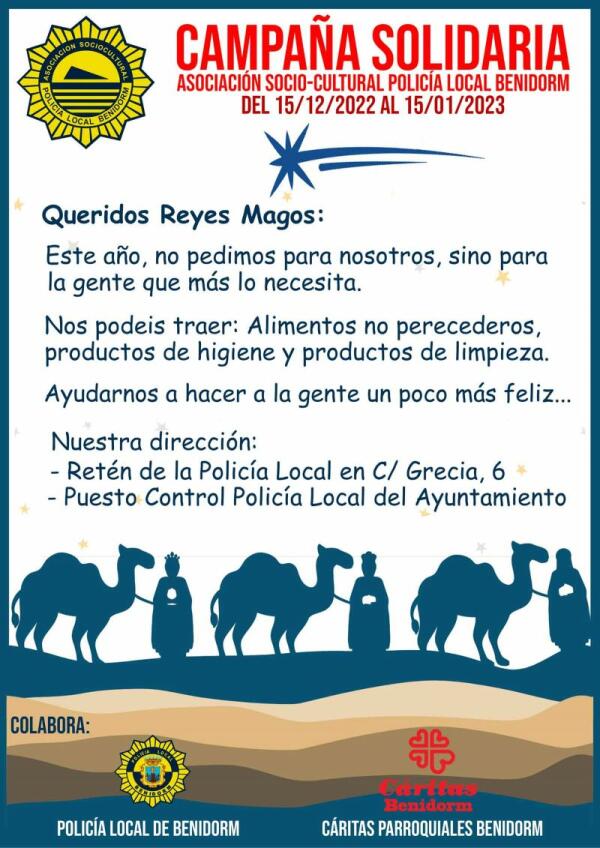 La solidaridad de la Policía Local de Benidorm con los más desfavorecidos en Navidad 