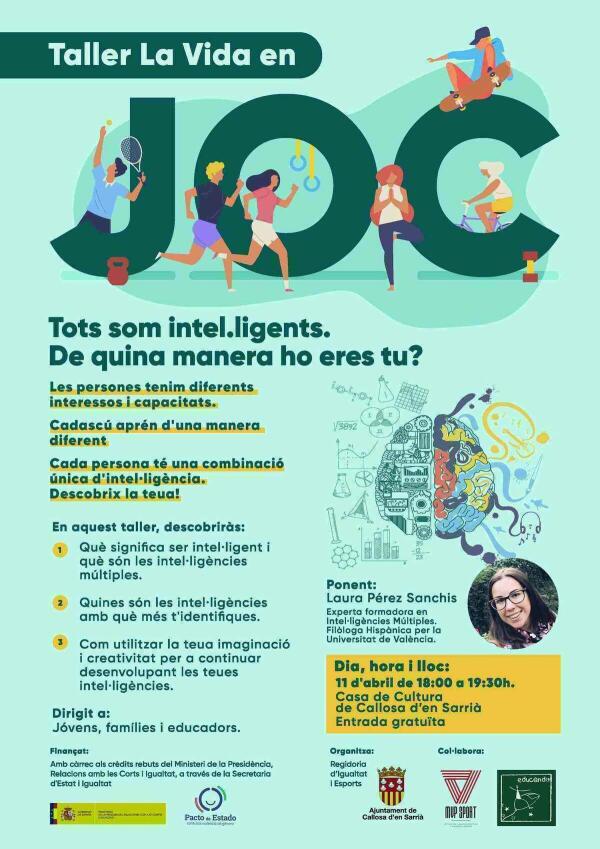 Callosa // El proyecto de Igualdad ‘La vida en joc’ impartirá un taller gratuito sobre inteligencias múltiples