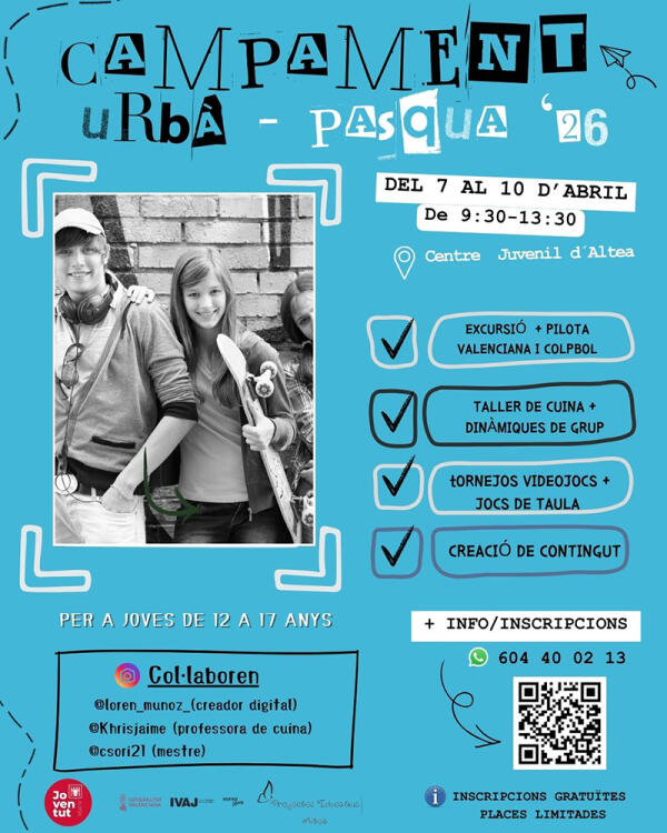 Juventud Altea convoca la tercera edici&oacute;n del Campus Urbano de Pascua 