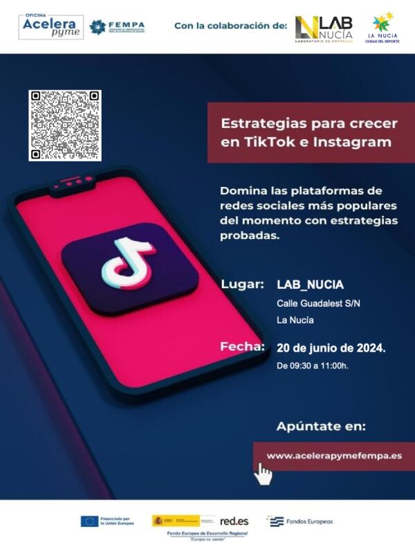 Taller sobre como crecer en Tiktok e Instagram, mañana en Lab_Nucia