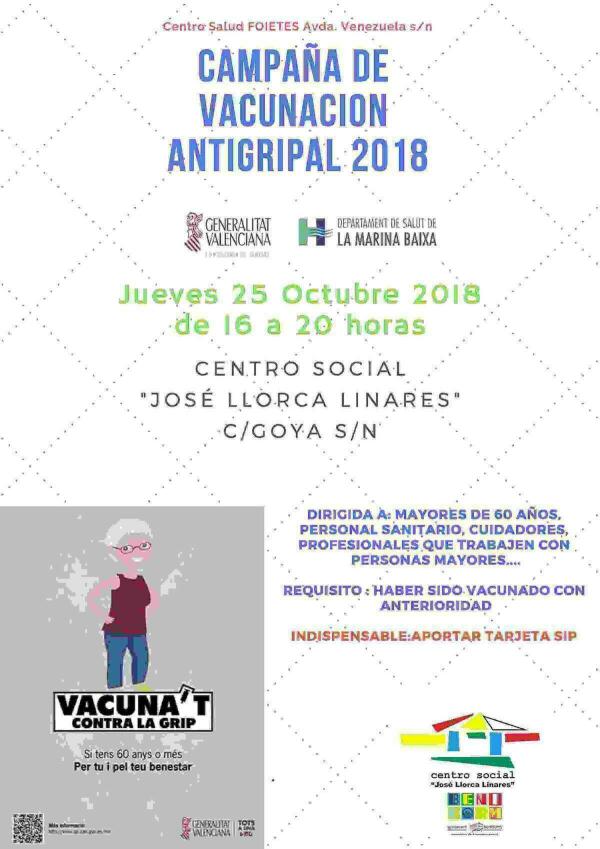 Benidorm &middot; Campa&ntilde;a de vacunaci&oacute;n antigripal para mayores de 60 a&ntilde;os, cuidadores y profesionales