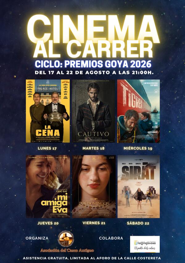 El Cinema al Carrer vuelve al casco antiguo de Villajoyosa con pel&iacute;culas de los Goya 2026