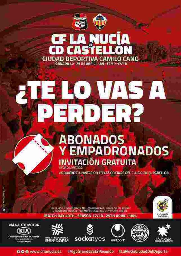 La Nuc&iacute;a C.F. moviliza la &ldquo;marea roja&rdquo; ante el Castell&oacute;n con una &ldquo;fiesta&rdquo; pre-partido