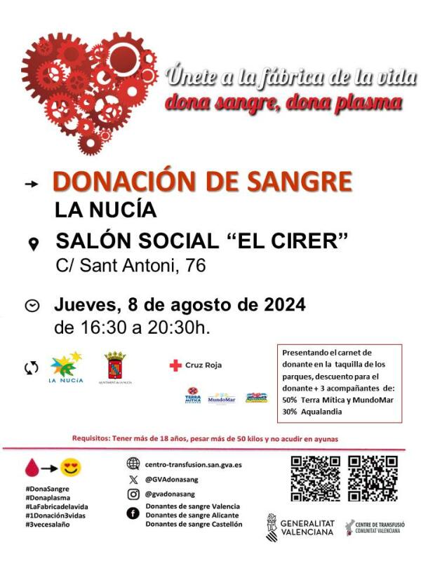 La Nucía acogerá una nueva donación de sangre el próximo jueves   