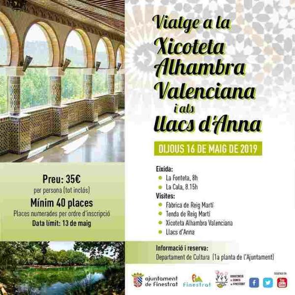 Finestrat organiza una visita a la “Alhambra valenciana” y los Lagos de Anna 