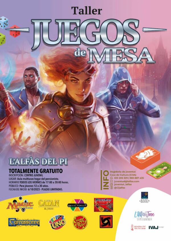 La concejalía de Juventud de l’Alfàs inicia en octubre una nueva edición del taller de juegos de mesa