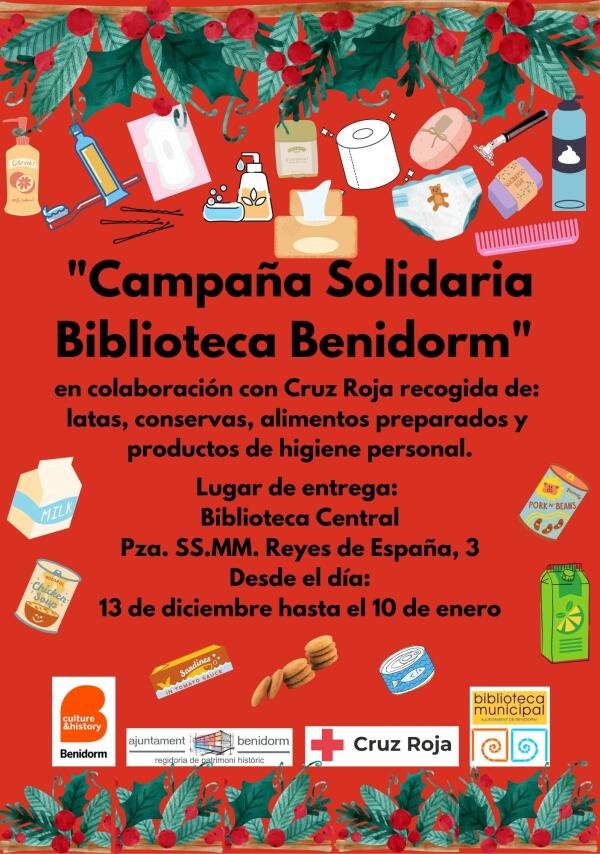 La Biblioteca inicia una recogida solidaria de alimentos y productos de higiene personal en colaboración con Cruz Roja