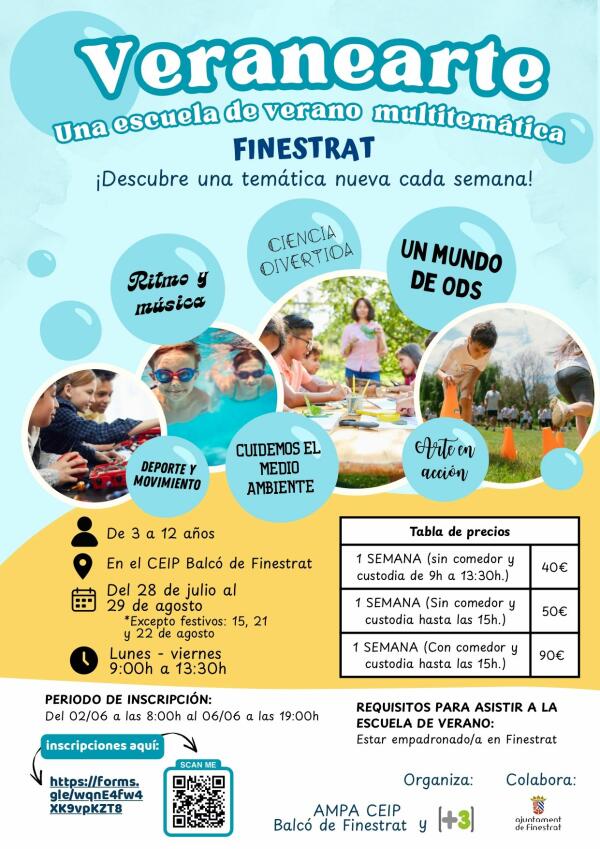 FINESTRAT TENDRÁ ESCUELA DE VERANO TAMBIÉN EN AGOSTO 