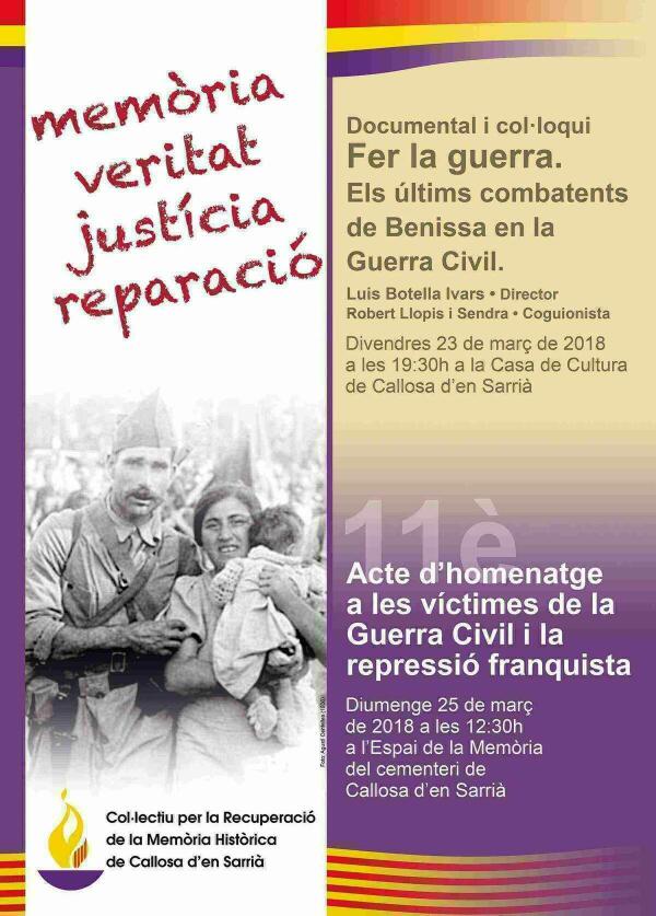 Callosa &middot; Actos por la recuperaci&oacute;n de la memoria hist&oacute;rica