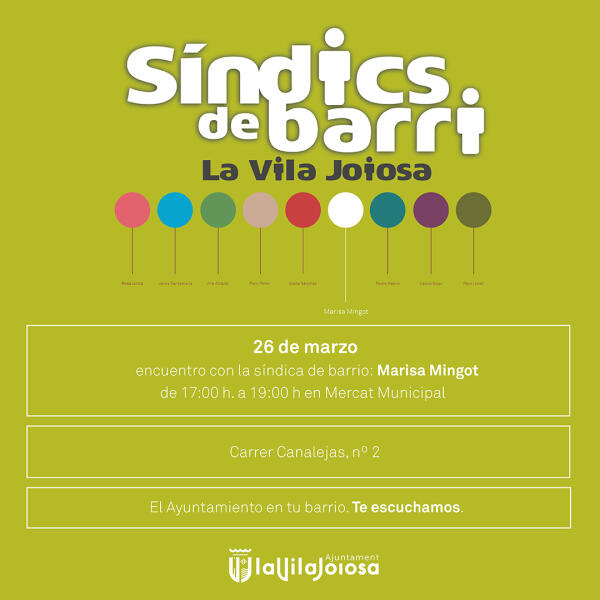 El Ayuntamiento de Villajoyosa contin&uacute;a con los encuentros de S&iacute;ndic de Barri con Marisa Mingot en el Mercat Municipal 