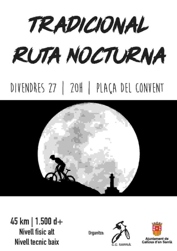 El Club Ciclista Callosa d&rsquo;en Sarri&agrave; organiza la tradicional Ruta Nocturna a la Font dels Teixos y Morro Blau