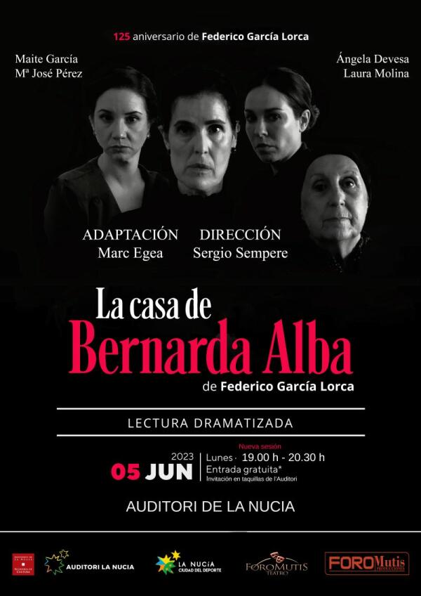 Esta tarde “La Casa de Bernarda Alba” en l’Auditori de La Nucia 