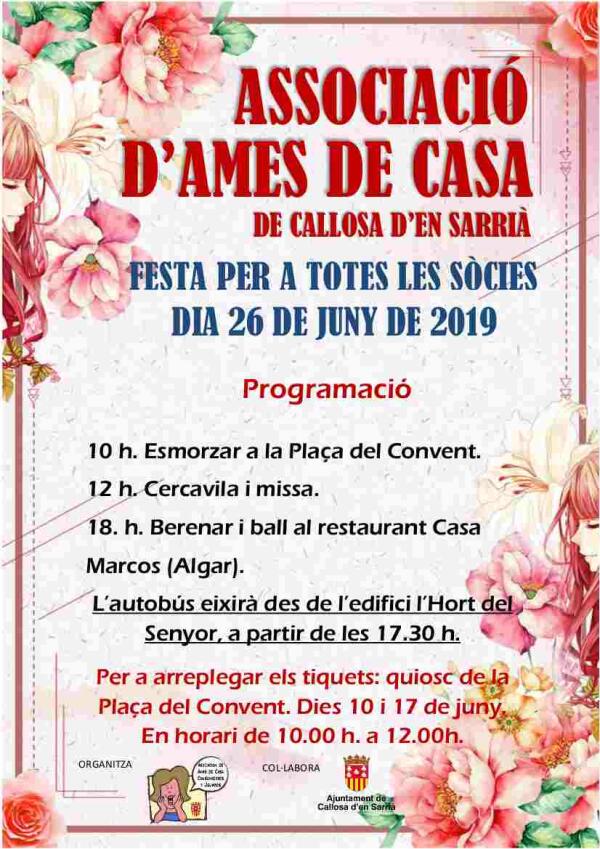 Callosa // Las Amas de Casa celebran una fiesta para todas sus socias el próximo 26 de junio 