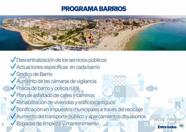 Marcos Zaragoza propone revitalizar todas las zonas de Villajoyosa y designar un Síndico de Barrio para mantener la comunicación y la atención directa con el vecindario 