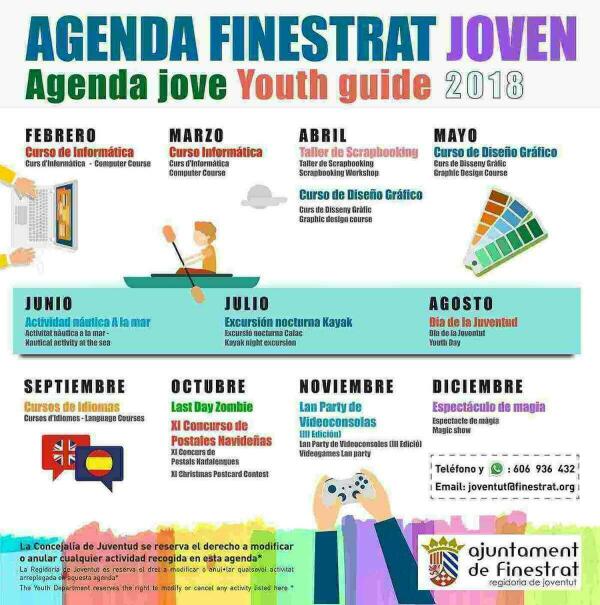 La Concejal&iacute;a de Juventud de Finestrat presenta su agenda de actividades para todo el a&ntilde;o