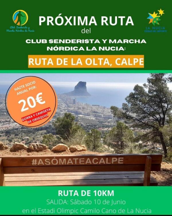 El Club Senderista La Nucía organiza una ruta a sierra Oltà de Calpe