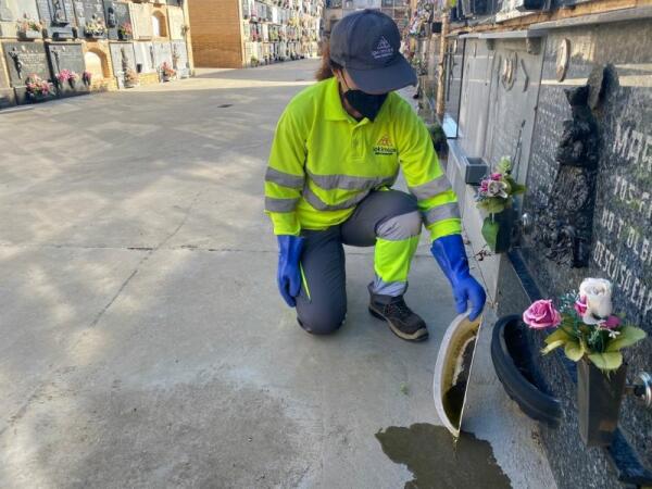 El Ayuntamiento de Villajoyosa aplica un control de plagas para evitar la cría de mosquitos en el cementerio