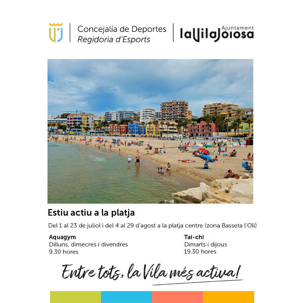 El Ayuntamiento de Villajoyosa ofrece actividades deportivas gratuitas durante el verano en la playa centro 