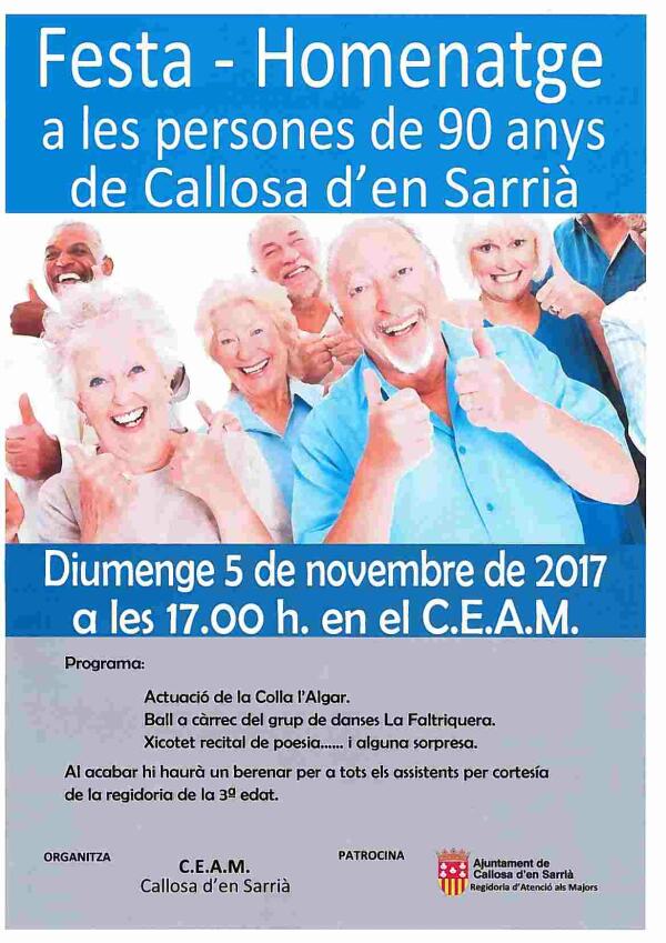 Fiesta homenaje a las personas de 90 a&ntilde;os de Callosa d&rsquo;en Sarri&agrave;  